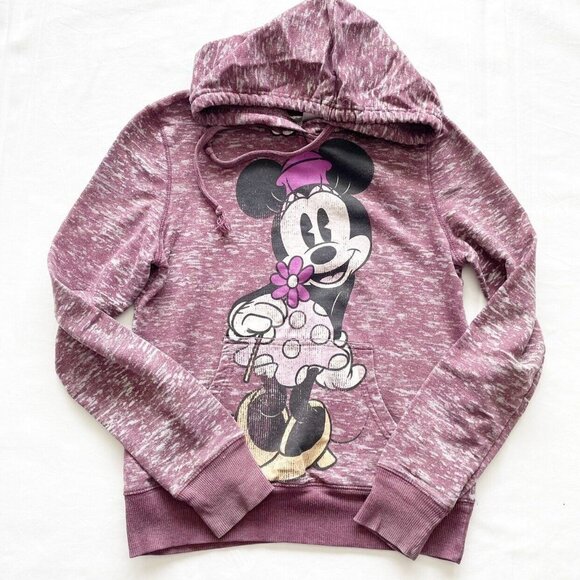 Disney Minnie Mouse Heathered Purple Hoodie Sweatshirt Womens M - Picture 1 of 7